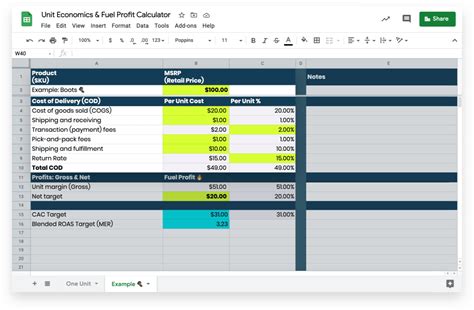 Enunit Economics Template Excel