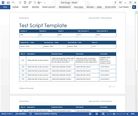 Enusability Test Script Template