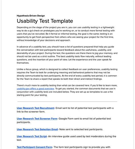 Enusability Testing Template
