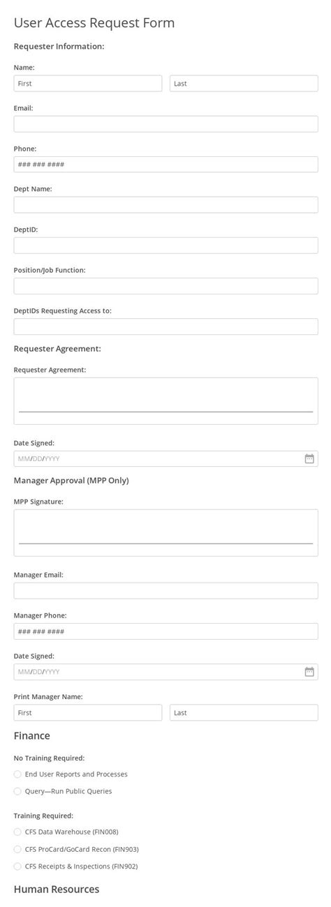 Enuser Access Request Form Template Word