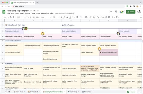 Enuser Story Mapping Template Excel