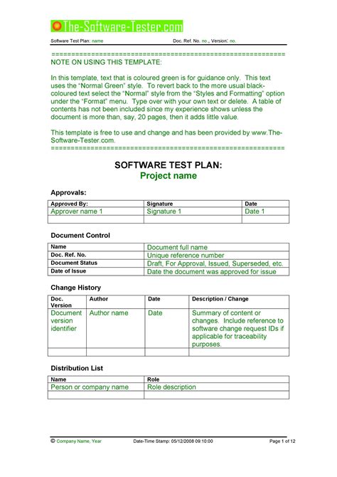 Enuser Test Plan Template