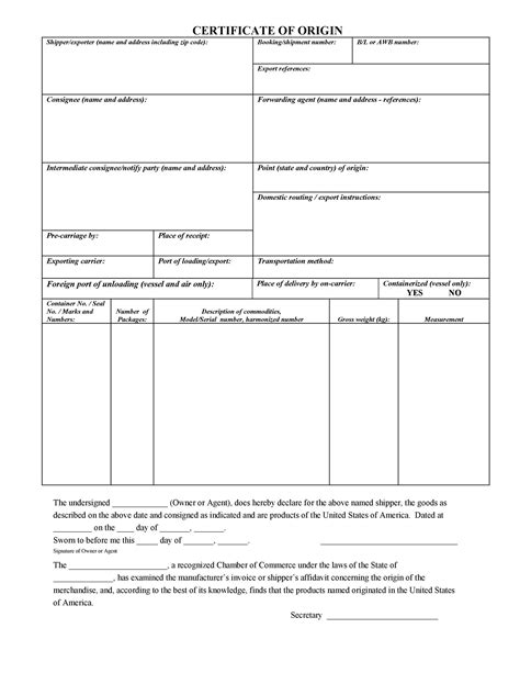Enusmca Certification Of Origin Template