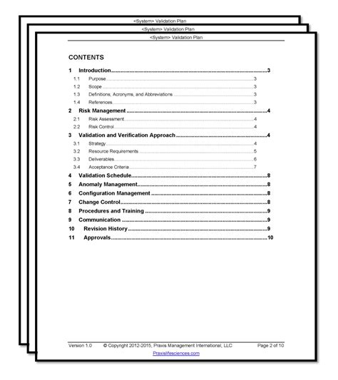 Envalidation Plan Template