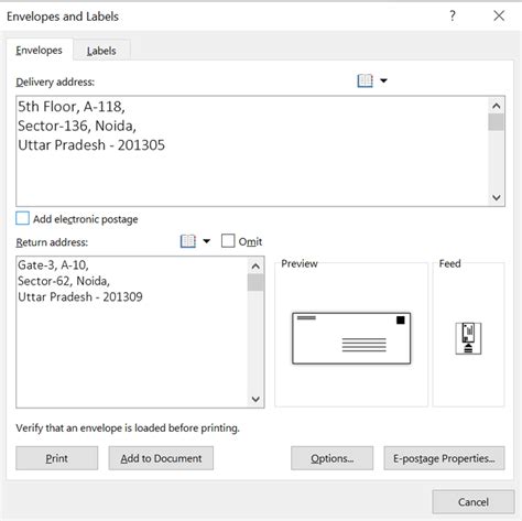 Envelope And Labels In Ms Word