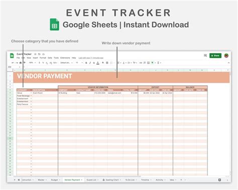Envendor List Template Google Sheets
