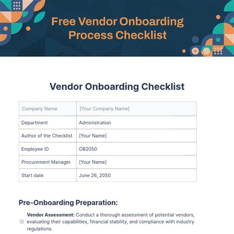 Envendor Onboarding Process Template