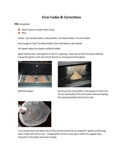Enviro Pellet Stove Error Codes