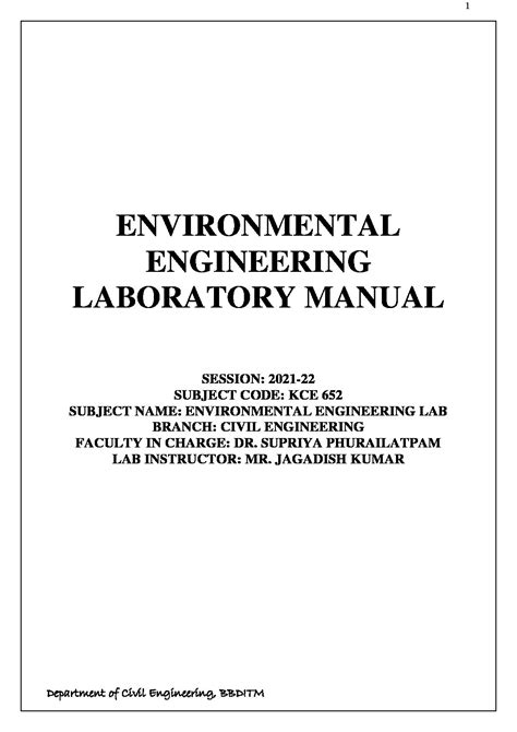Latest Environmental Engineering Lab Manual Viral