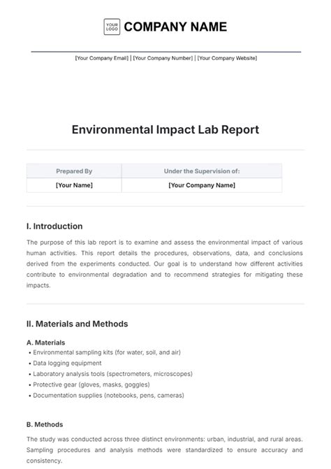 Environmental Science Lab Report Example