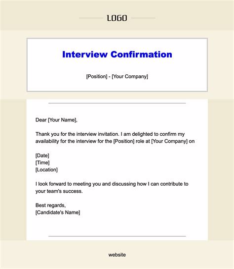 Envirtual Interview Confirmation Email Template