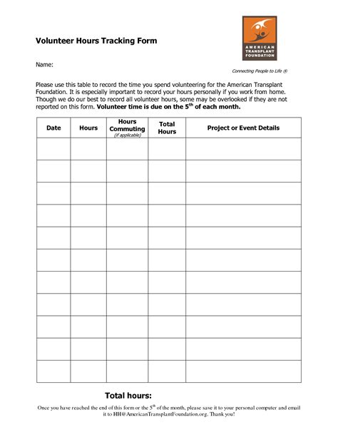 Envolunteer Hour Tracker Template