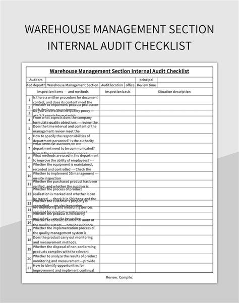 Enwarehouse Checklist Template