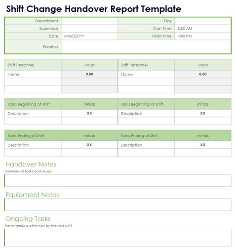 Enwarehouse Shift Handover Template Excel