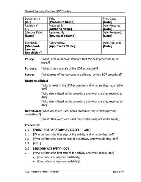 Enwarehouse Standard Operating Procedure Template