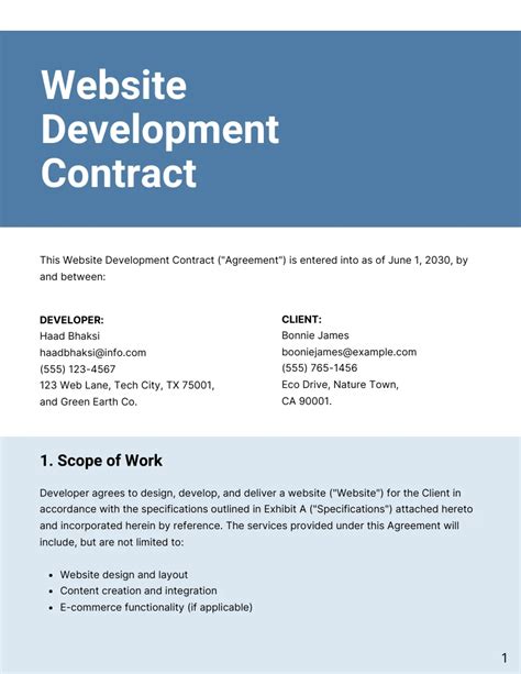Enweb Development Contract Template