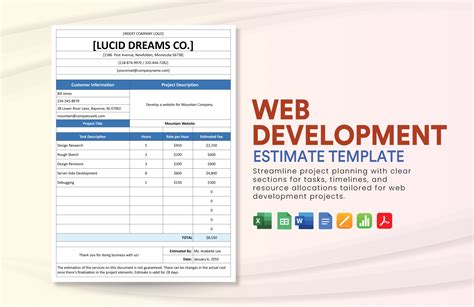 Enweb Development Estimate Template