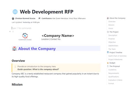 Enweb Development Rfp Template