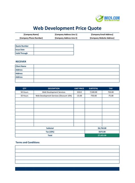 Enwebsite Development Quote Template
