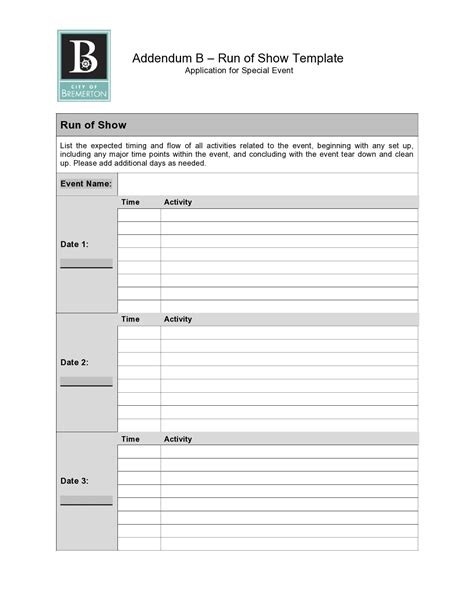 Enwedding Run Of Show Template