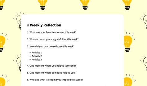 Enweekly Reflection Template