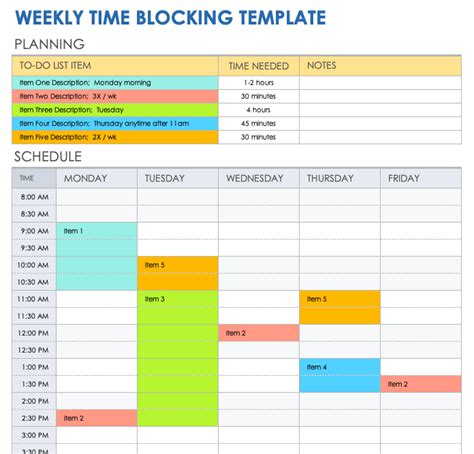 Enweekly Time Blocking Template