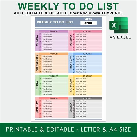 Enweekly To Do List Template Excel