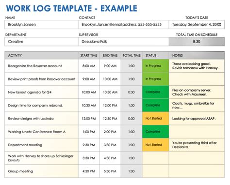 Enweekly Work Log Template