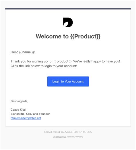 Enwelcome Email Template Html