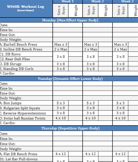 Enwestside Barbell Program Template