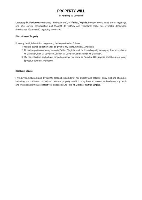 Enwill Sample Template