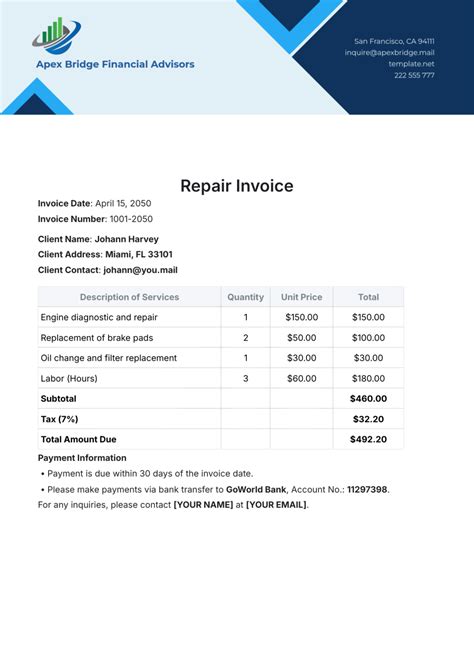 Enwindshield Repair Invoice Template