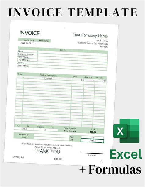 Enword Invoice Template With Formulas