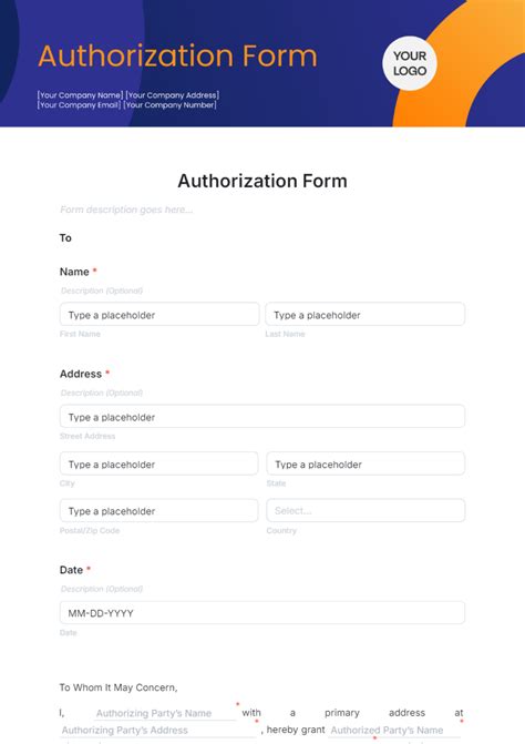 Enwork Authorization Form Template