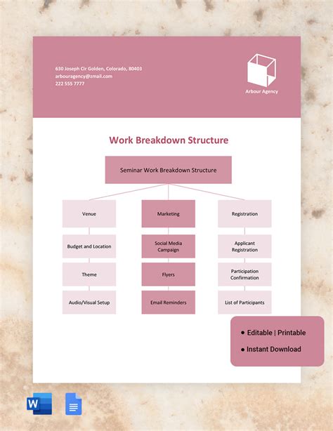 Enwork Breakdown Structure Template Word