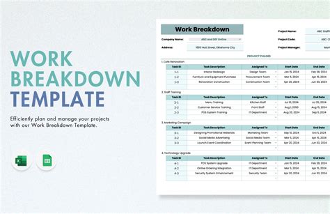 Enwork Breakdown Template Excel