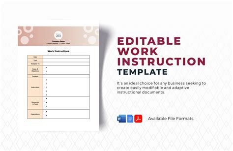 Enwork Instructions Template Word
