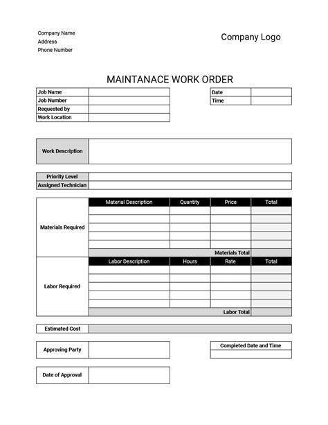 Enwork Order Templates Excel