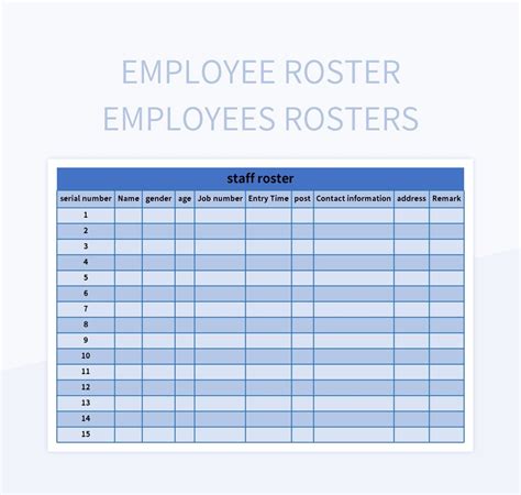 Enwork Roster Template