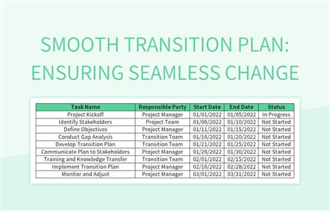 Enwork Transition Plan Template Excel