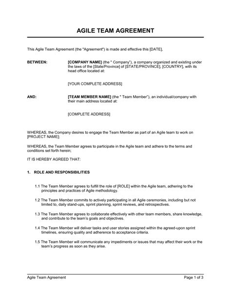 Enworking Agreement Template Agile