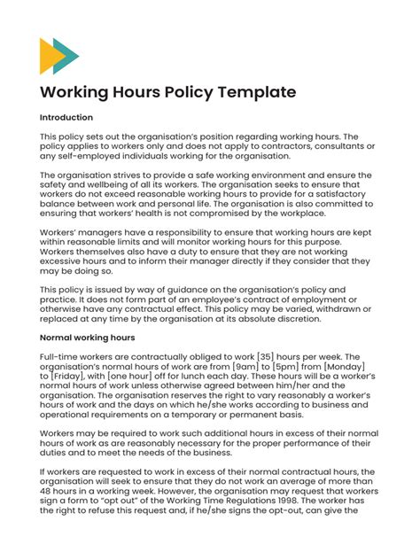 Enworking Hours Policy Template