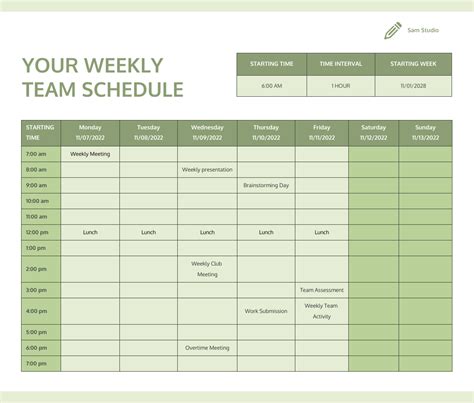 Enworkout Plan Schedule Template