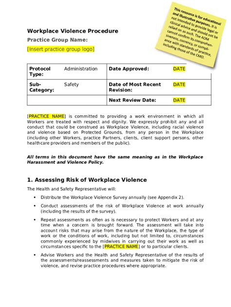 Enworkplace Violence Program Template