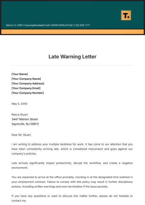 Enwrite Up Template For Being Late