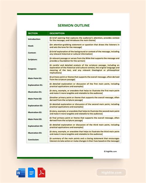 Enwriting A Sermon Template