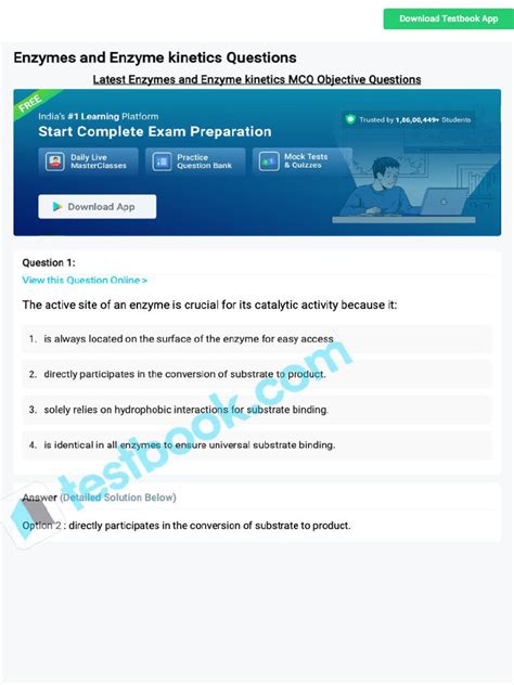 Enzyme Kinetics Mcq Questions And Answers Pdf