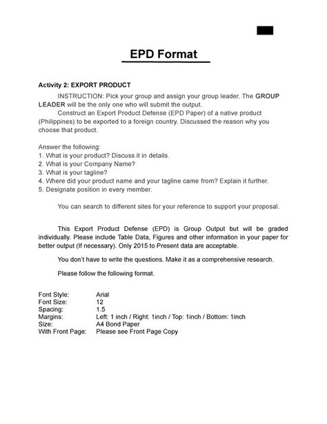 epd activity reports