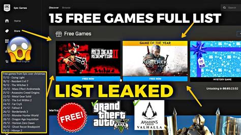 Epic Games 15 days of free games list leaked how to get per day
