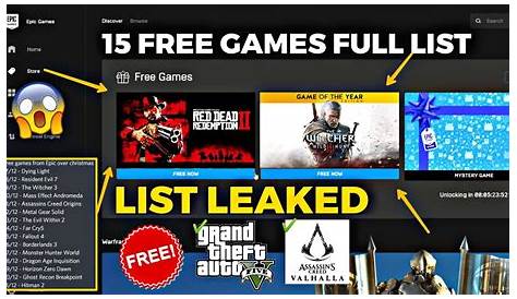 Epic Games Free Games List Leak Reddit / Epic Games Store 15 Days Of